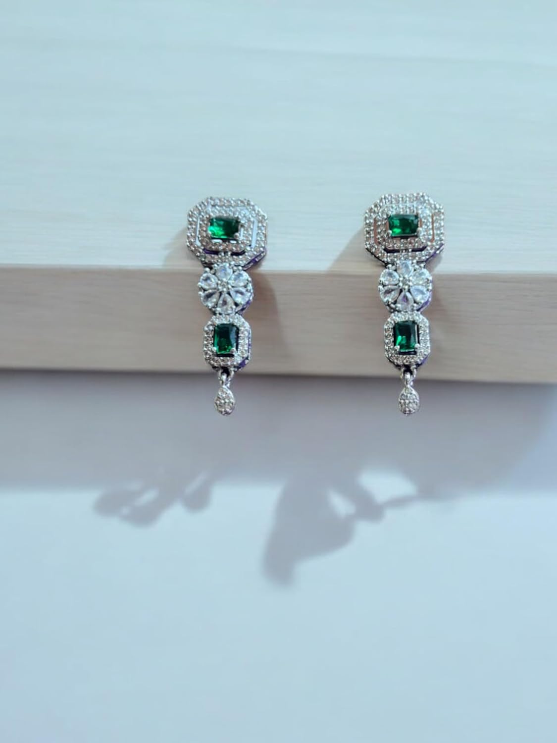 Emerald and Cubic Zirconia Necklace Set,