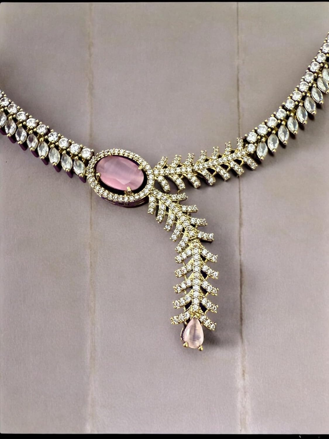 Mehendi Plating Cubic Zircon Studded Necklace Set