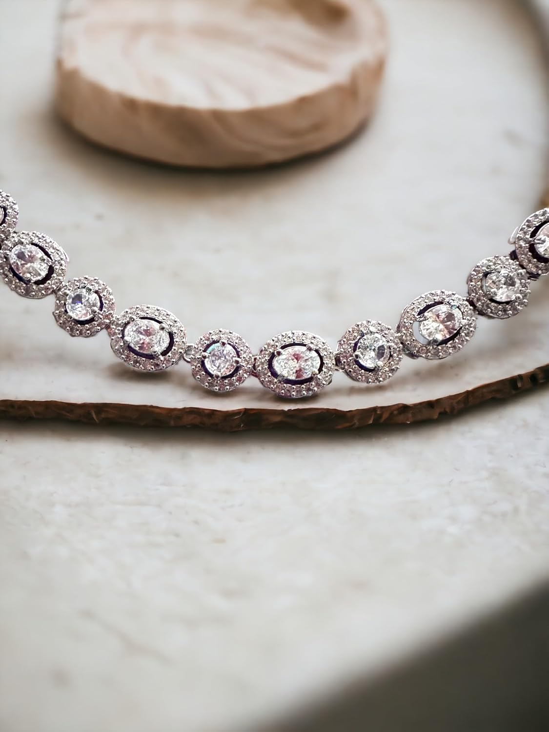 Rhodium Plated Cubic Zirconia Necklace and Earrings Set