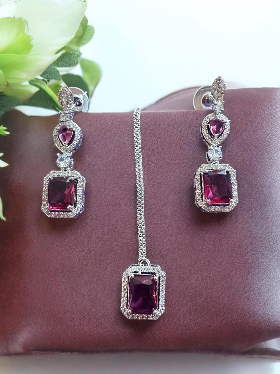 Ruby Red Layered Premium Stone Studded Necklace Set