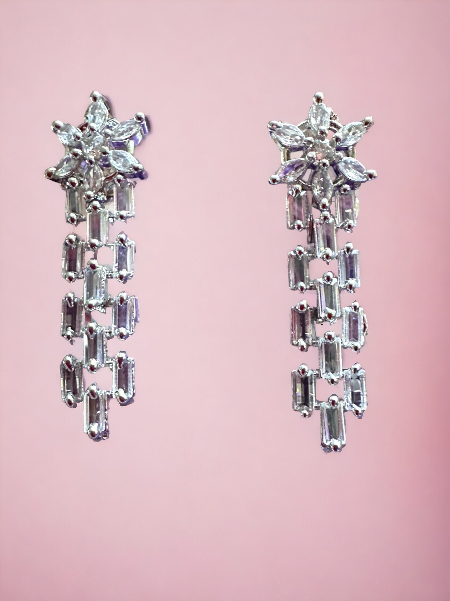Silver Plated Stone Studded Necklace with Earring