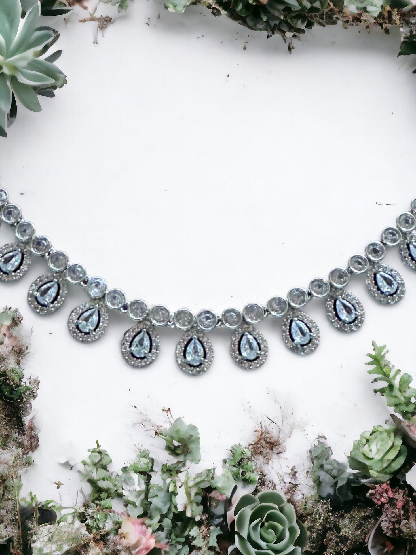 Premier Cubic Zircon Silver Necklace Set