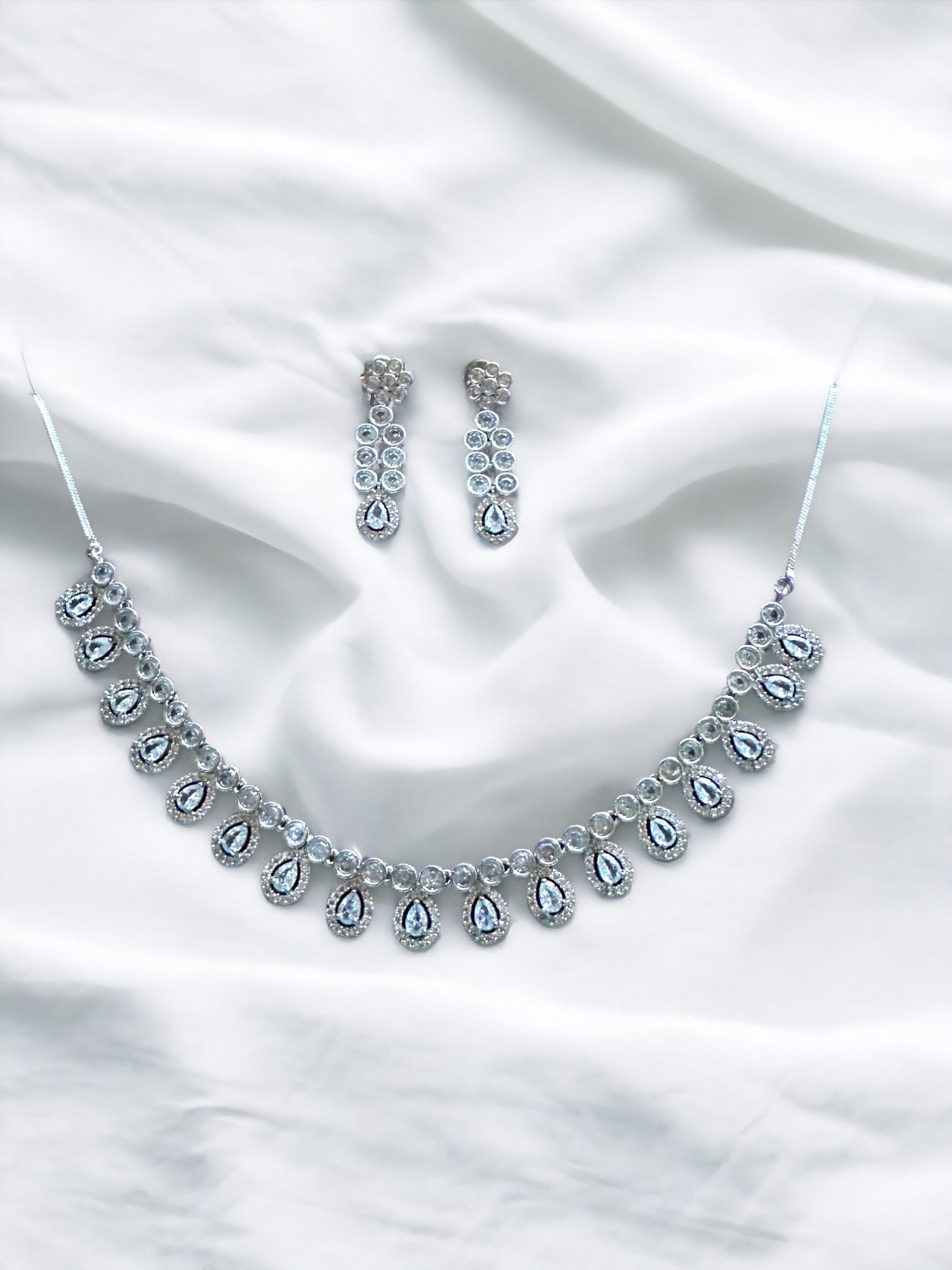 Premier Cubic Zircon Silver Necklace Set