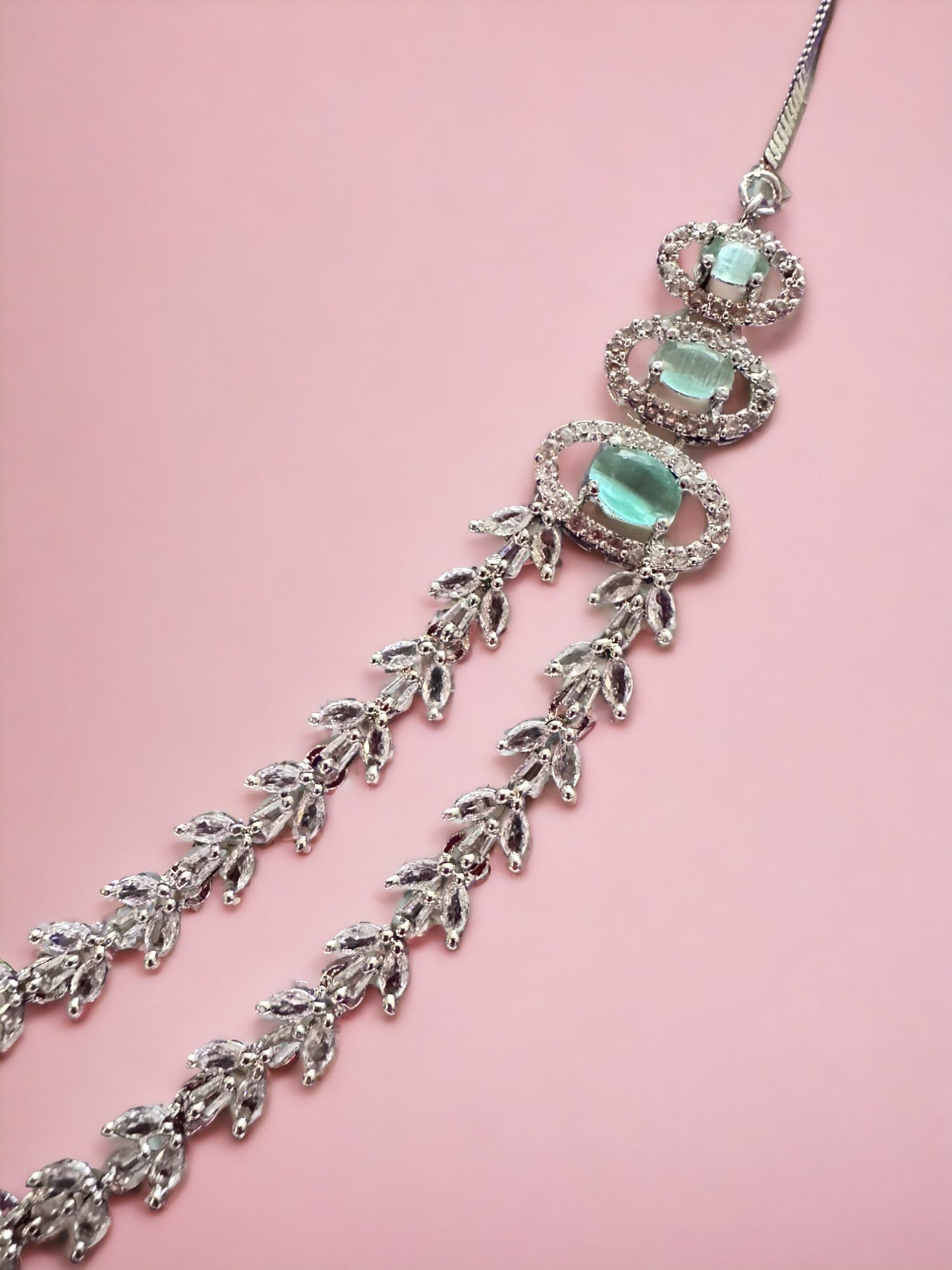 Multi Layered Stone Studded Necklace Set with Earring