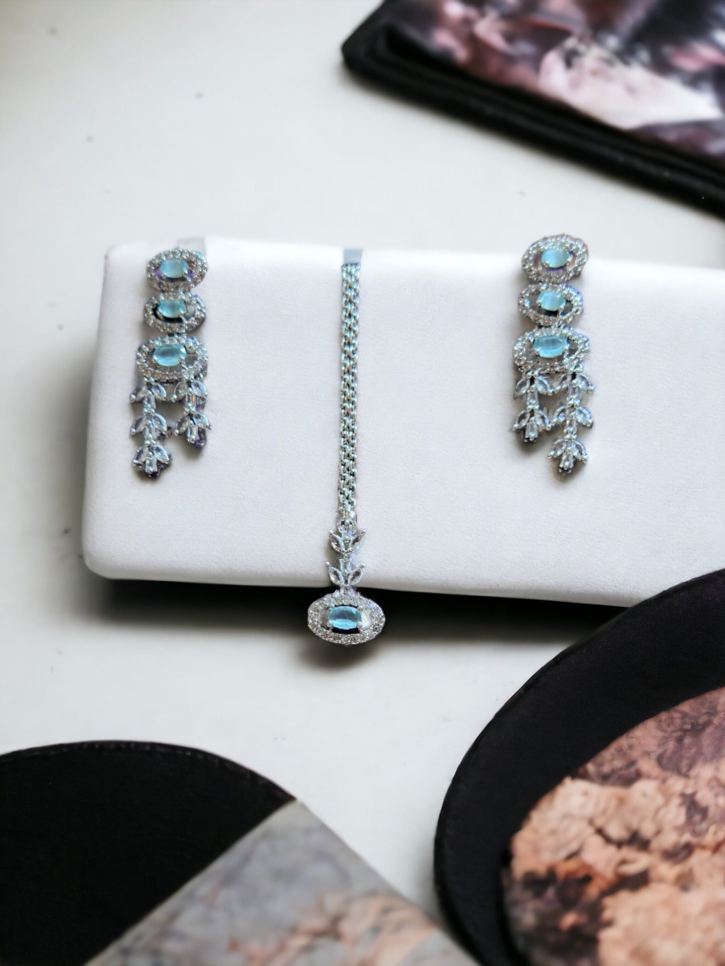 Multi Layered Stone Studded Necklace Set with Earring