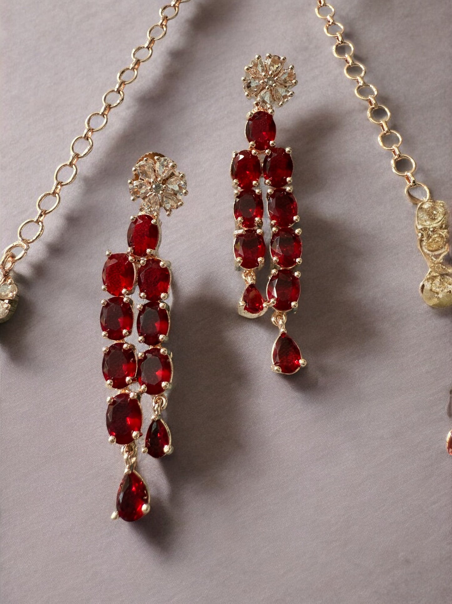 Rhodium Plated Statement Cubic Zirconia Stone Studded Jewellery Set