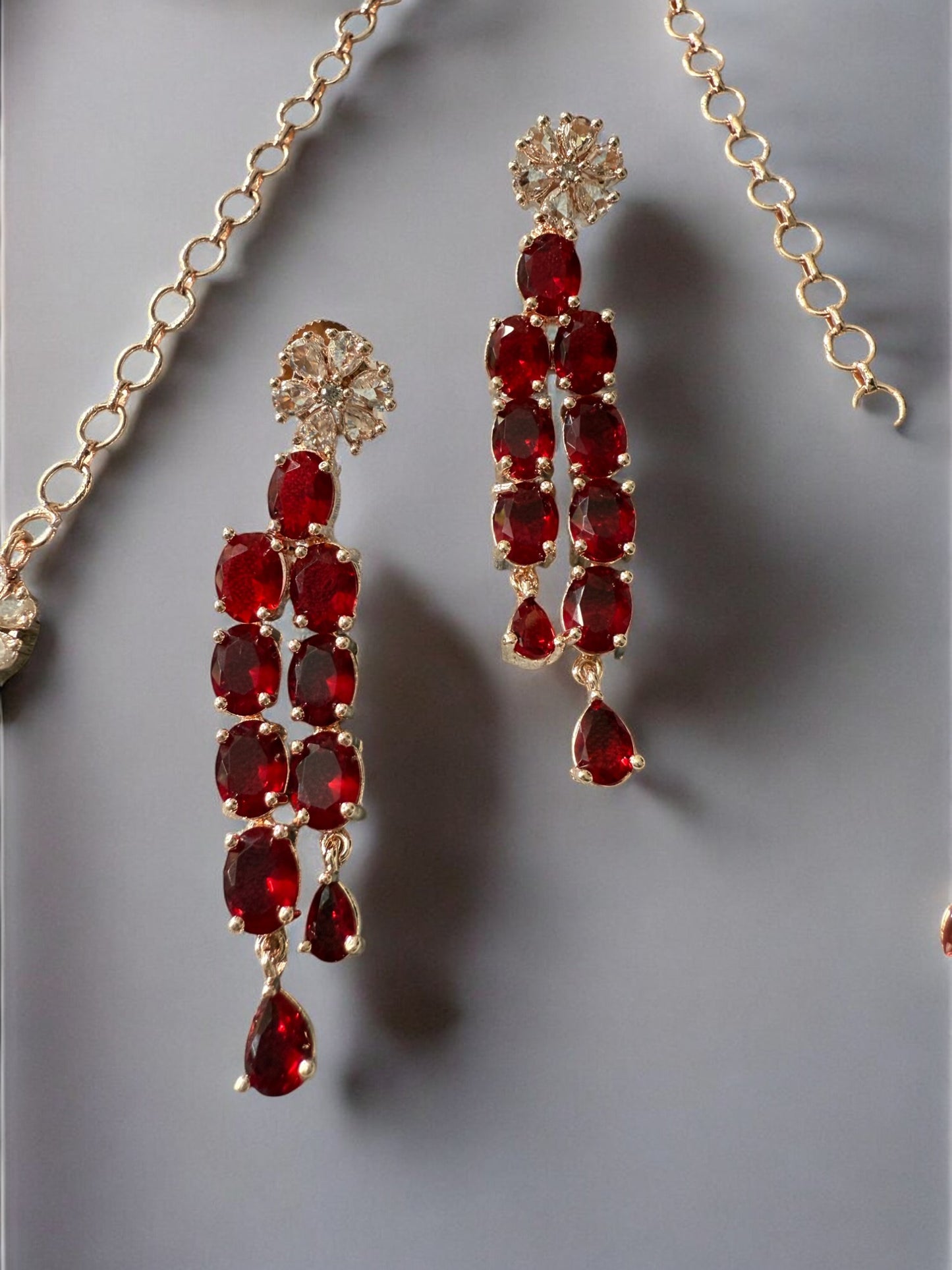 Rhodium Plated Statement Cubic Zirconia Stone Studded Jewellery Set
