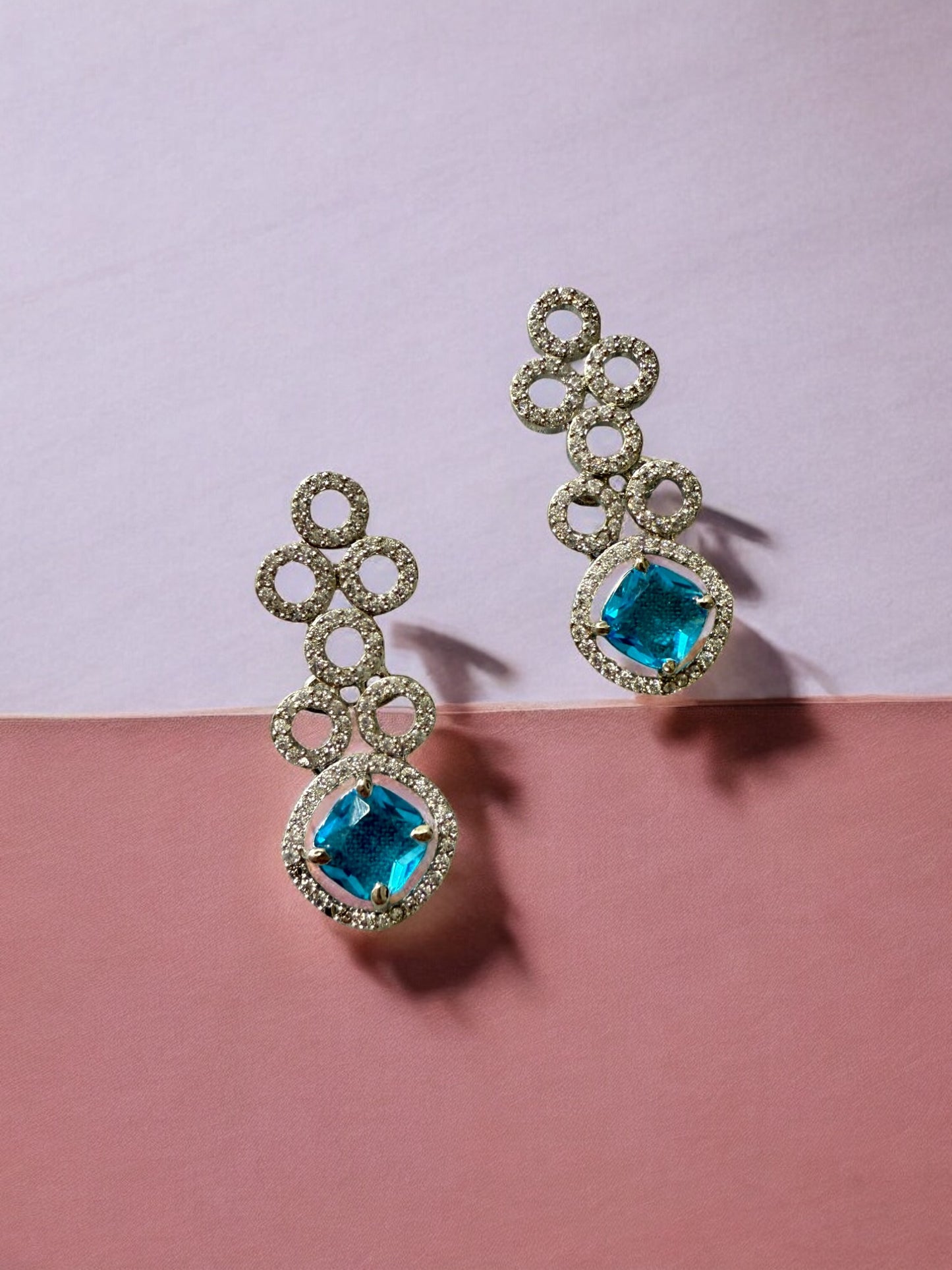 Blue Stone-Studded Necklace Set with Matching Earrings