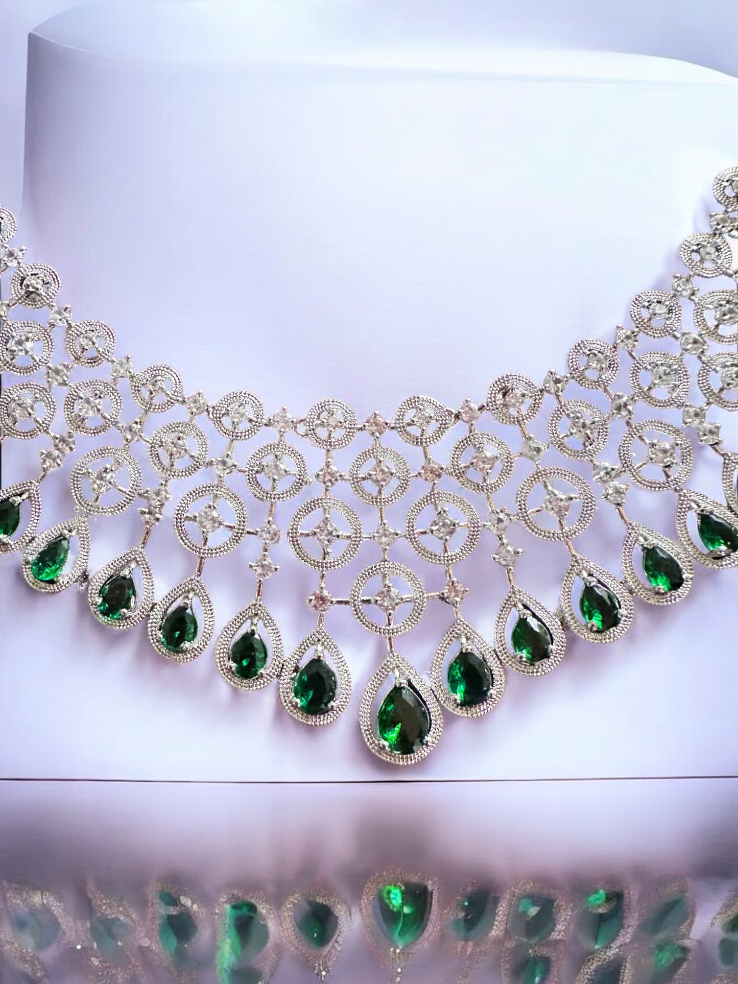 Cubic Zircon Red Bridal Chocker Set