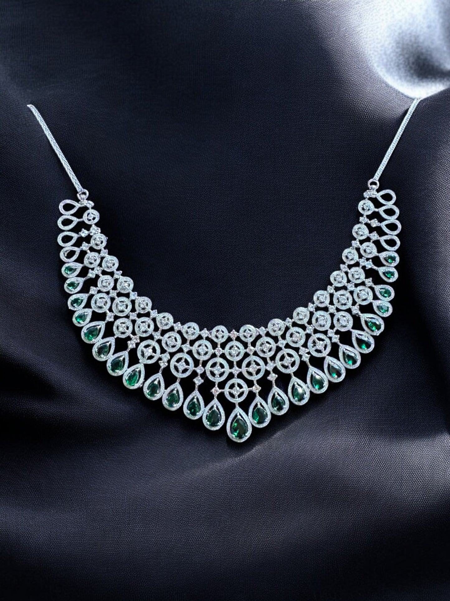 Cubic Zircon Red Bridal Chocker Set