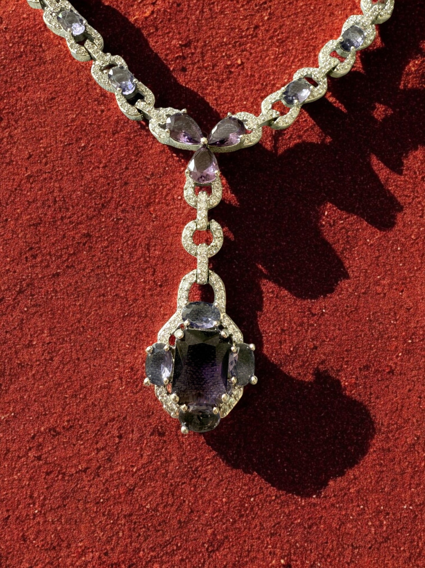 Ocean Blue Rhodium Plated Cubic Zircon Necklace Set