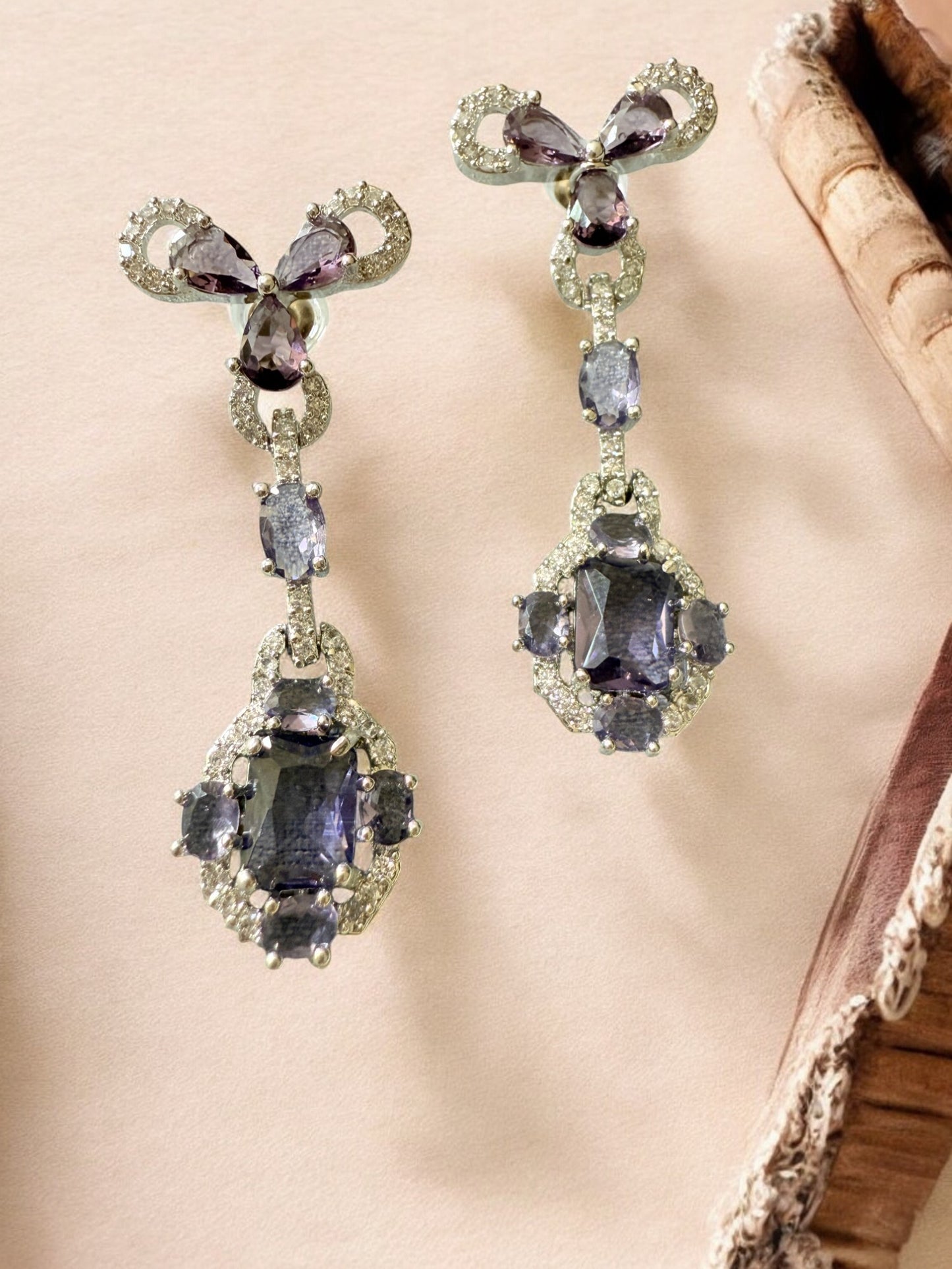 Ocean Blue Rhodium Plated Cubic Zircon Necklace Set