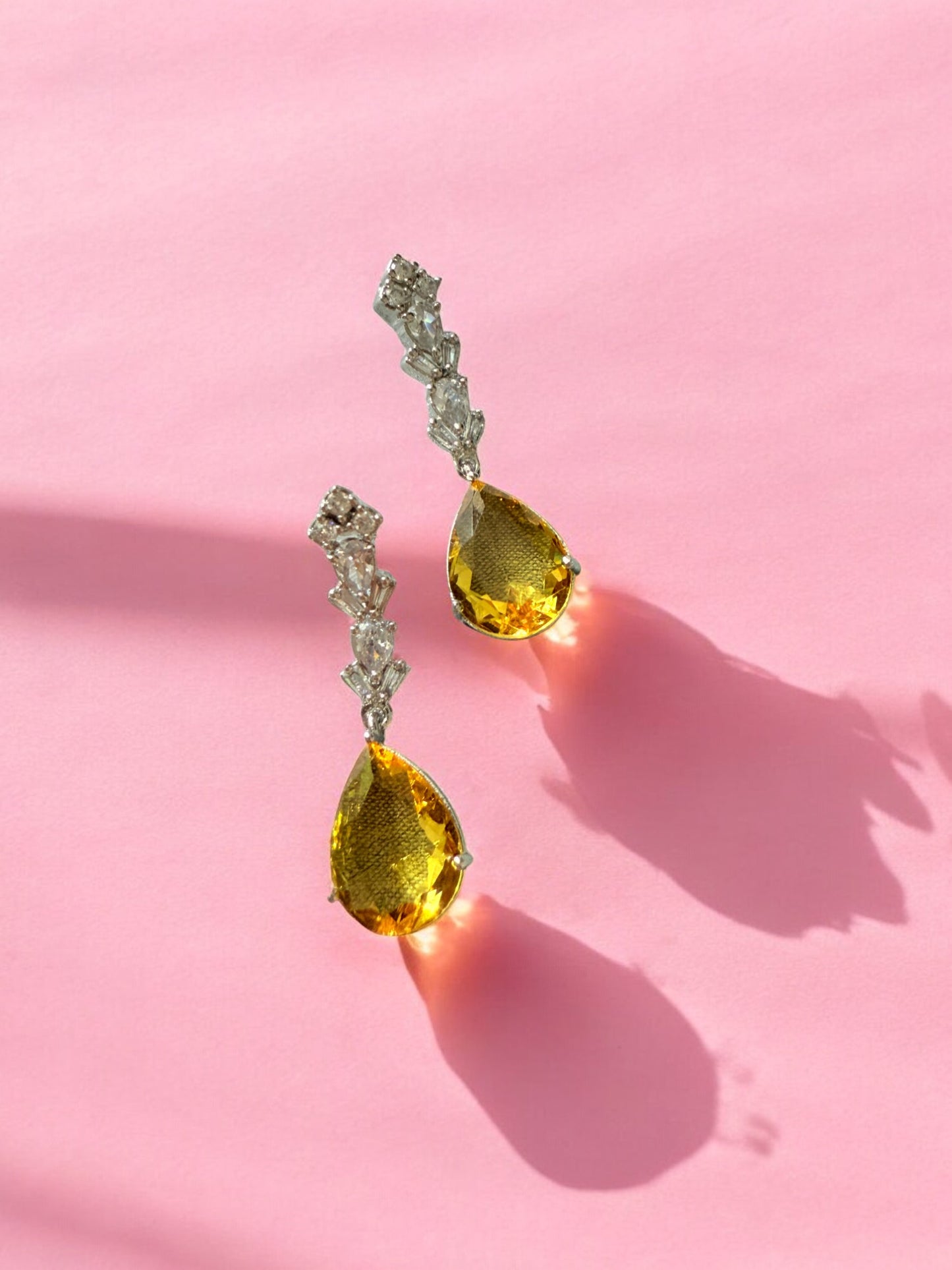 Yellow Rhodium Plated Cubic Zircon Necklace Set
