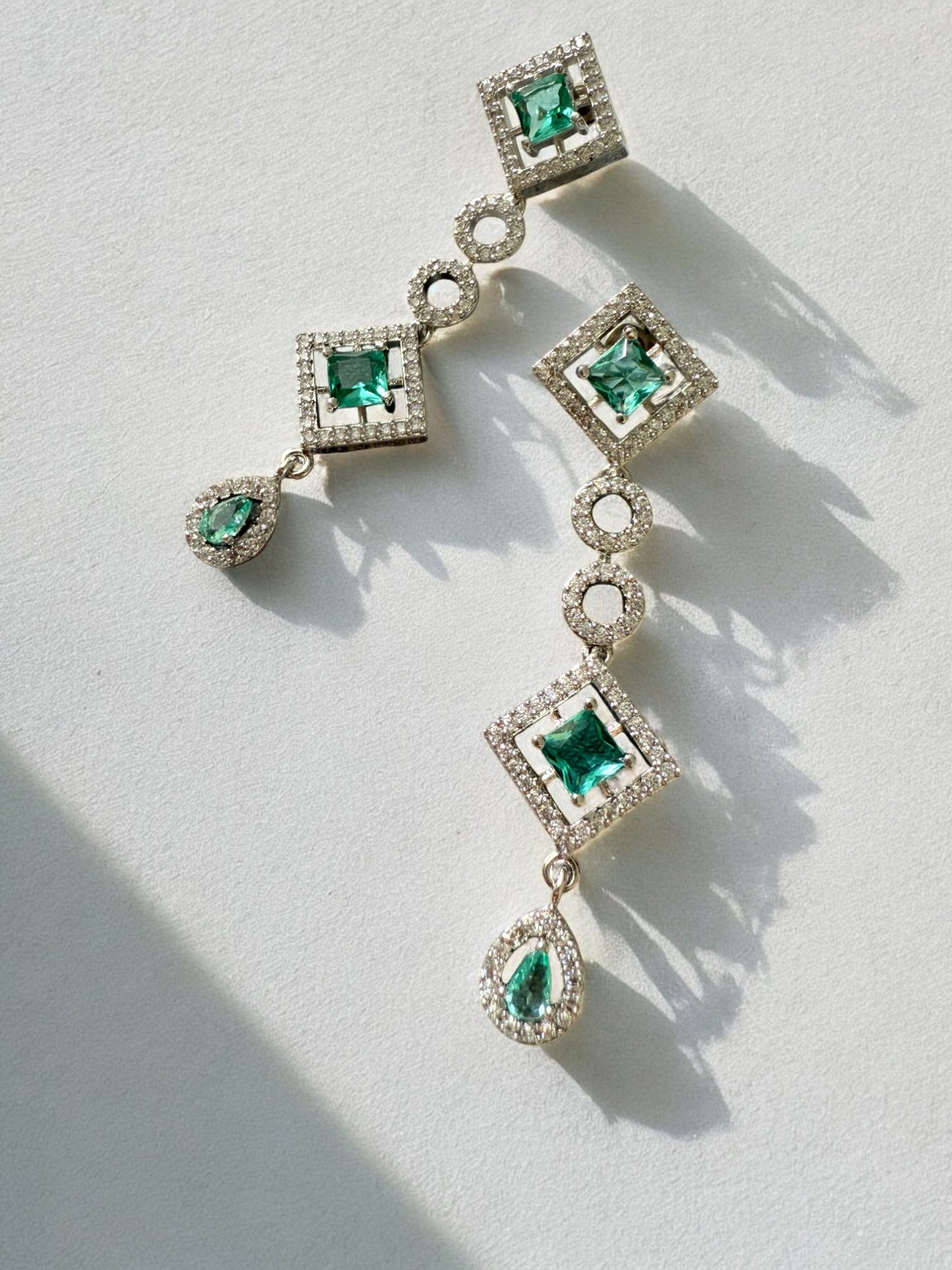 Ocean Blue Rhodium Plated Cubic Zircon Necklace Set