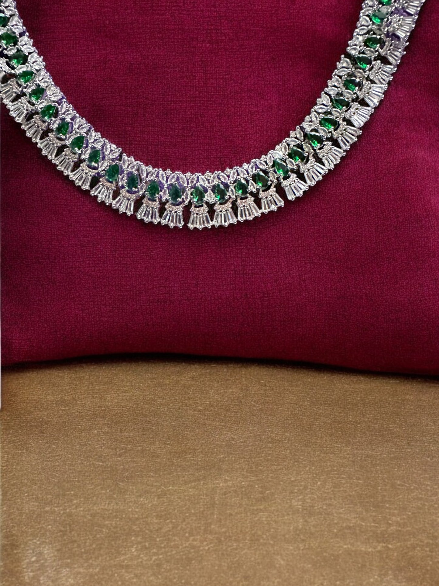 Emerald Green Premium Stone Studded Necklace Set