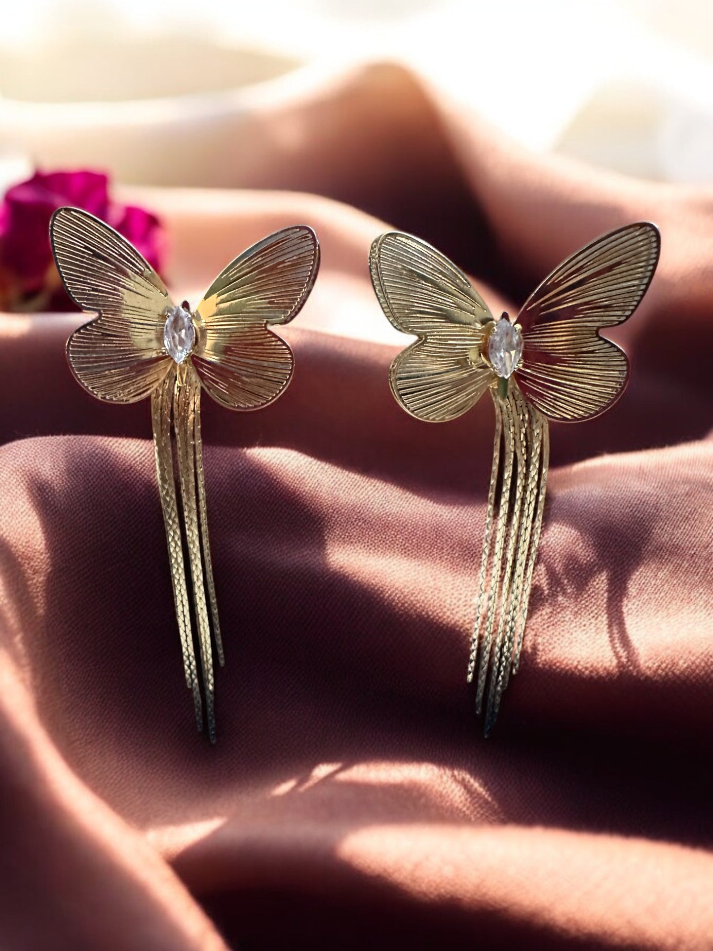 Anti Tarnish Butterfly Shaped Gold Earrings