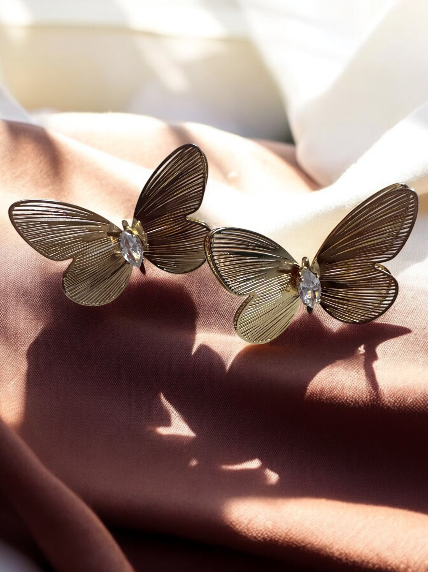 Anti Tarnish Butterfly Shaped Gold Earrings