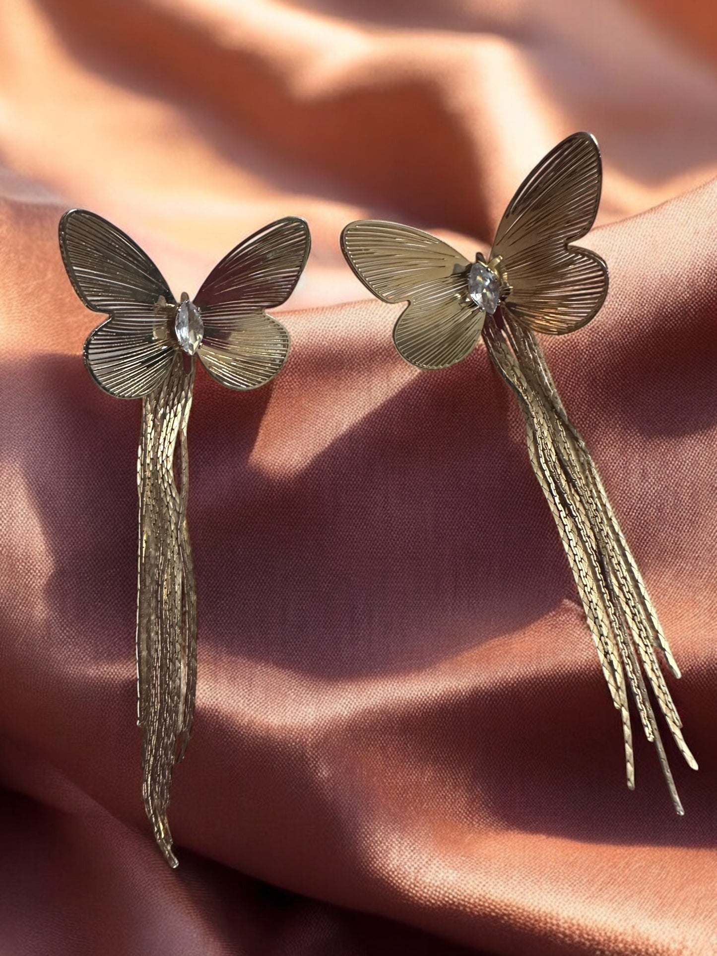 Anti Tarnish Butterfly Shaped Gold Earrings