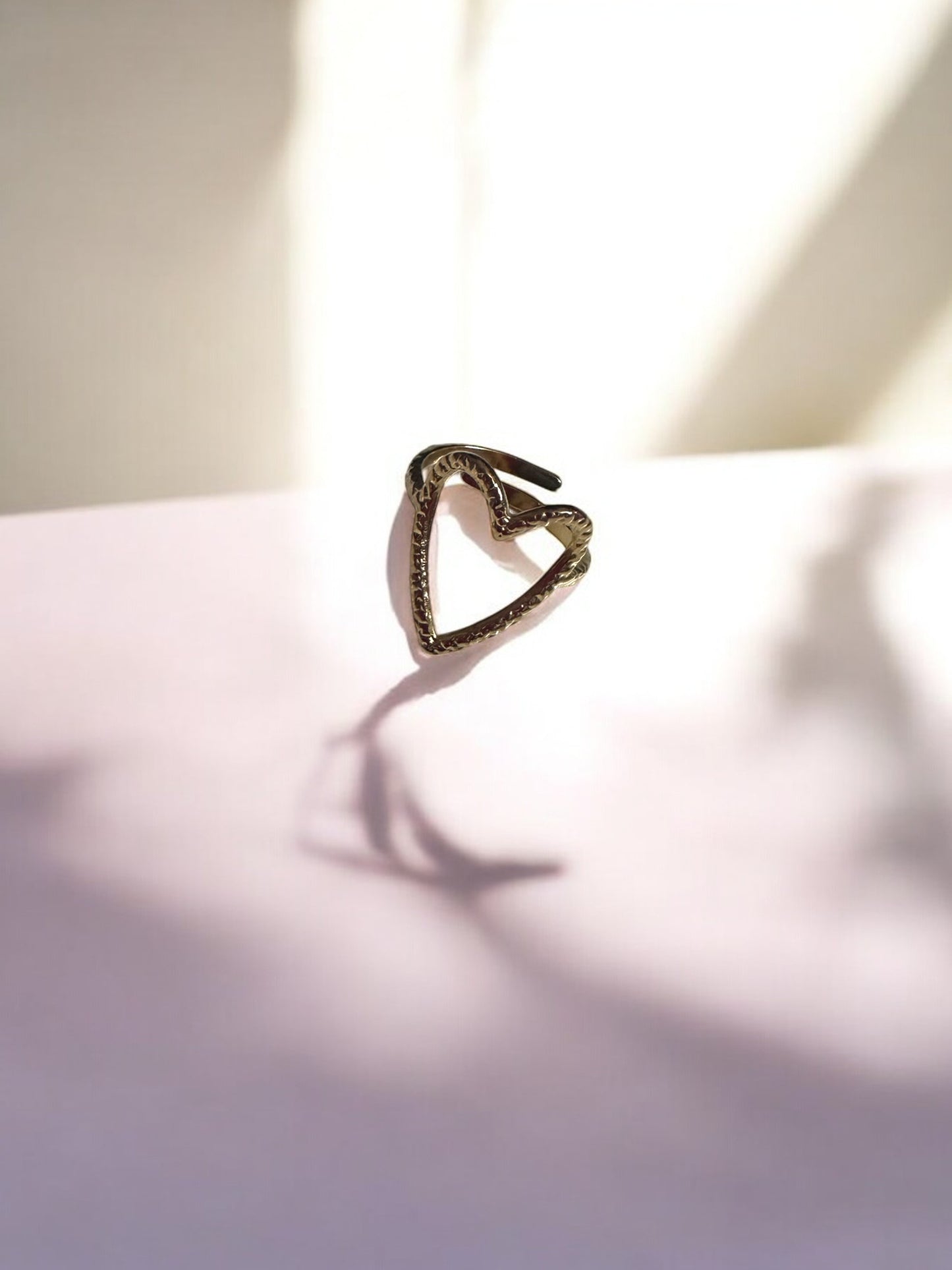 Delicate Open-Heart Gold Ring