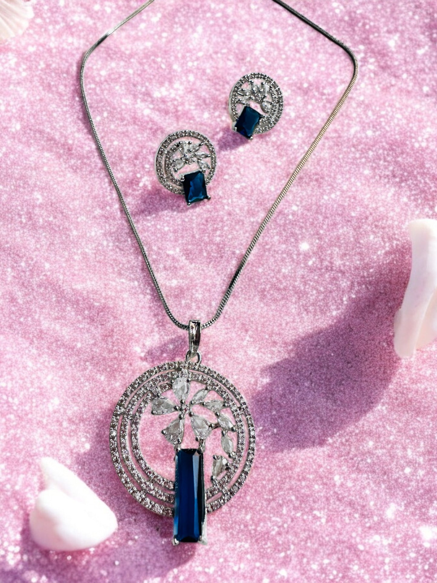 Rhodium Plated Premium Pendant Set