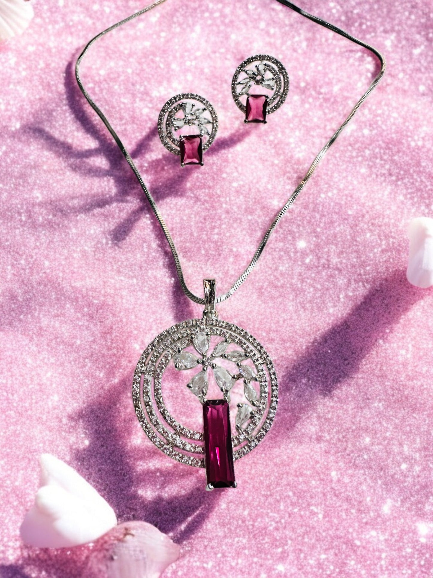Rhodium Plated Premium Pendant Set