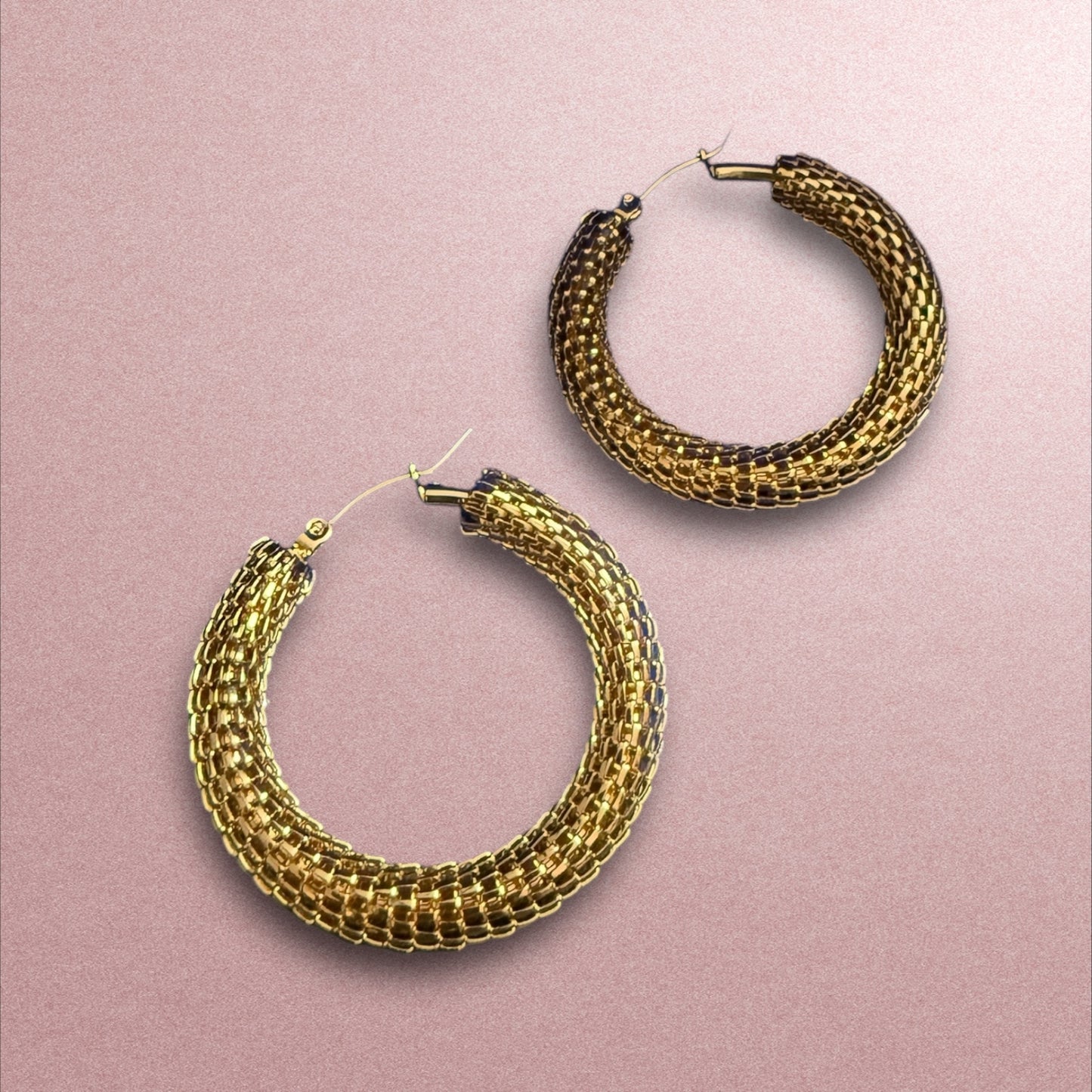 Golden Glamour: Textured Hoop Earrings for a Bold Statement