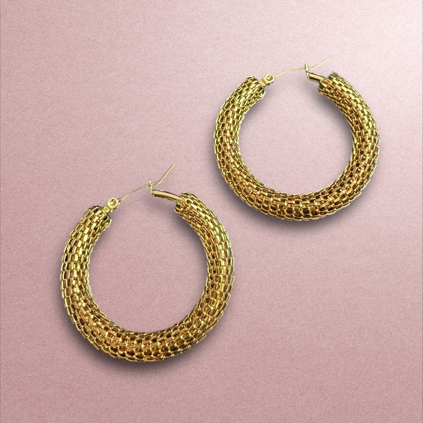 Golden Glamour: Textured Hoop Earrings for a Bold Statement