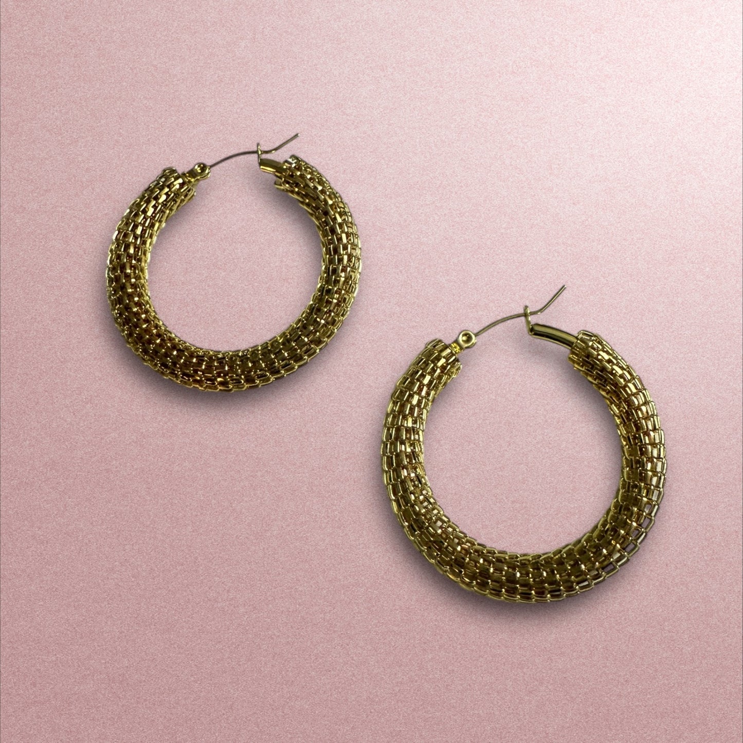 Golden Glamour: Textured Hoop Earrings for a Bold Statement