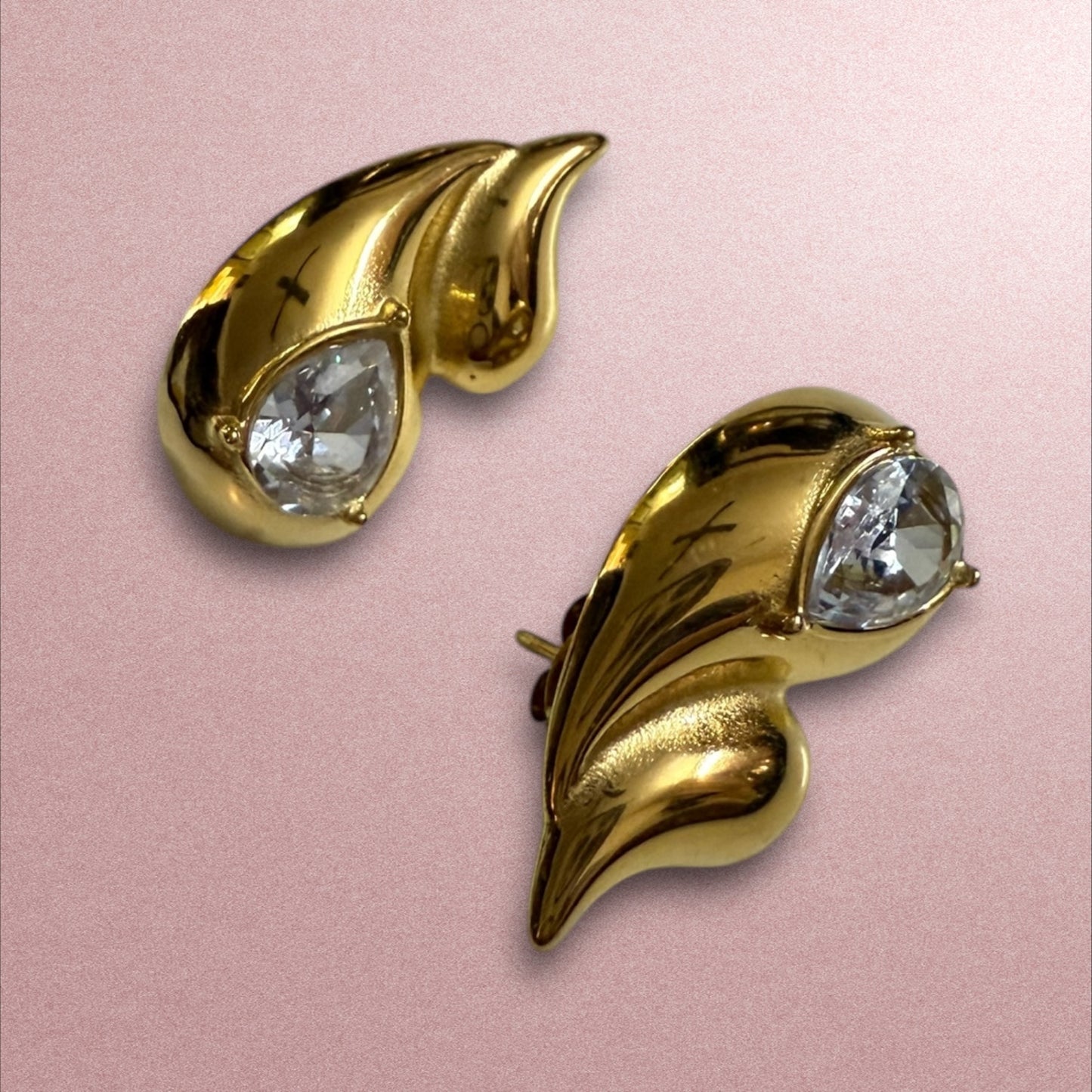 Golden Flame Elegance: Crystal-Embellished Statement Earrings