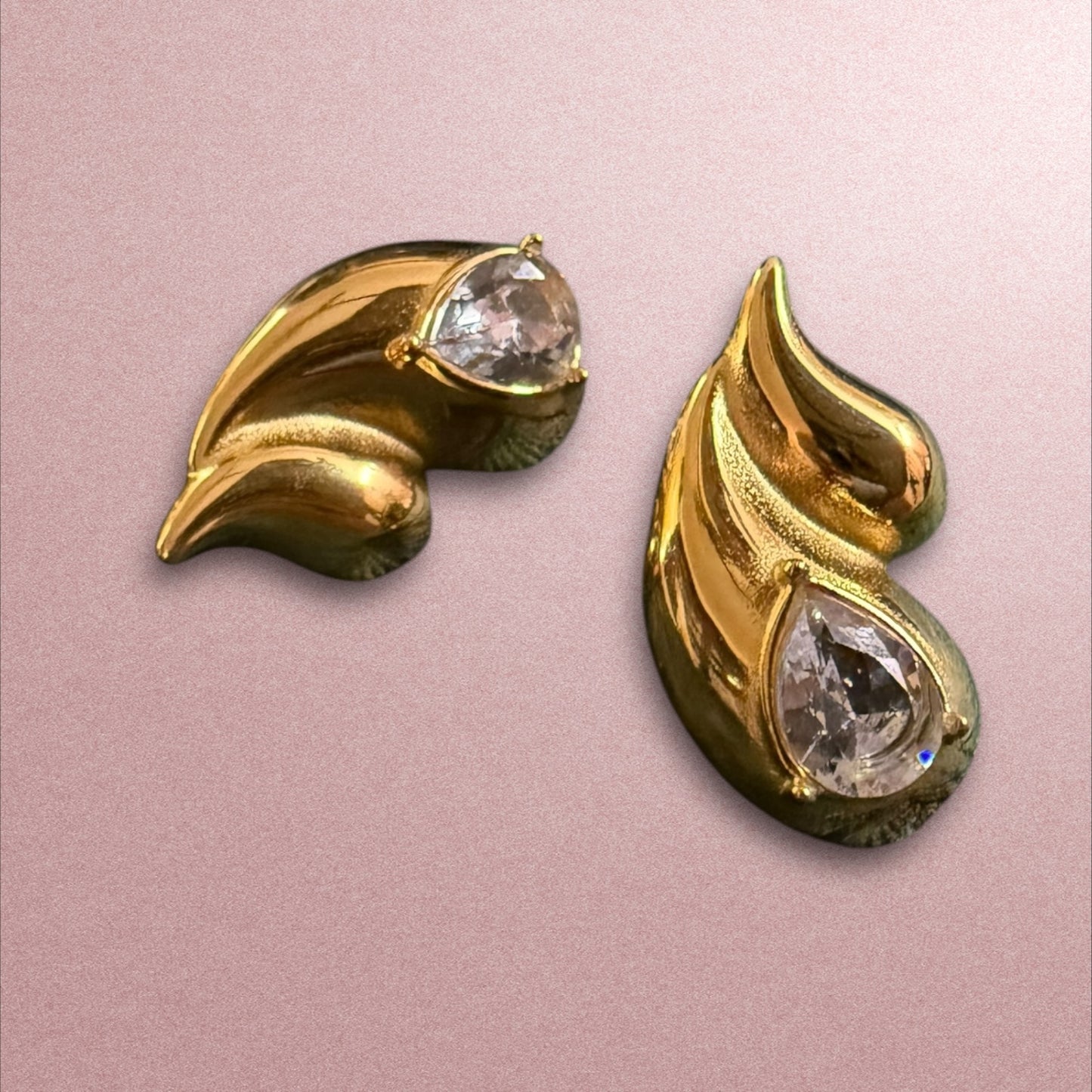 Golden Flame Elegance: Crystal-Embellished Statement Earrings