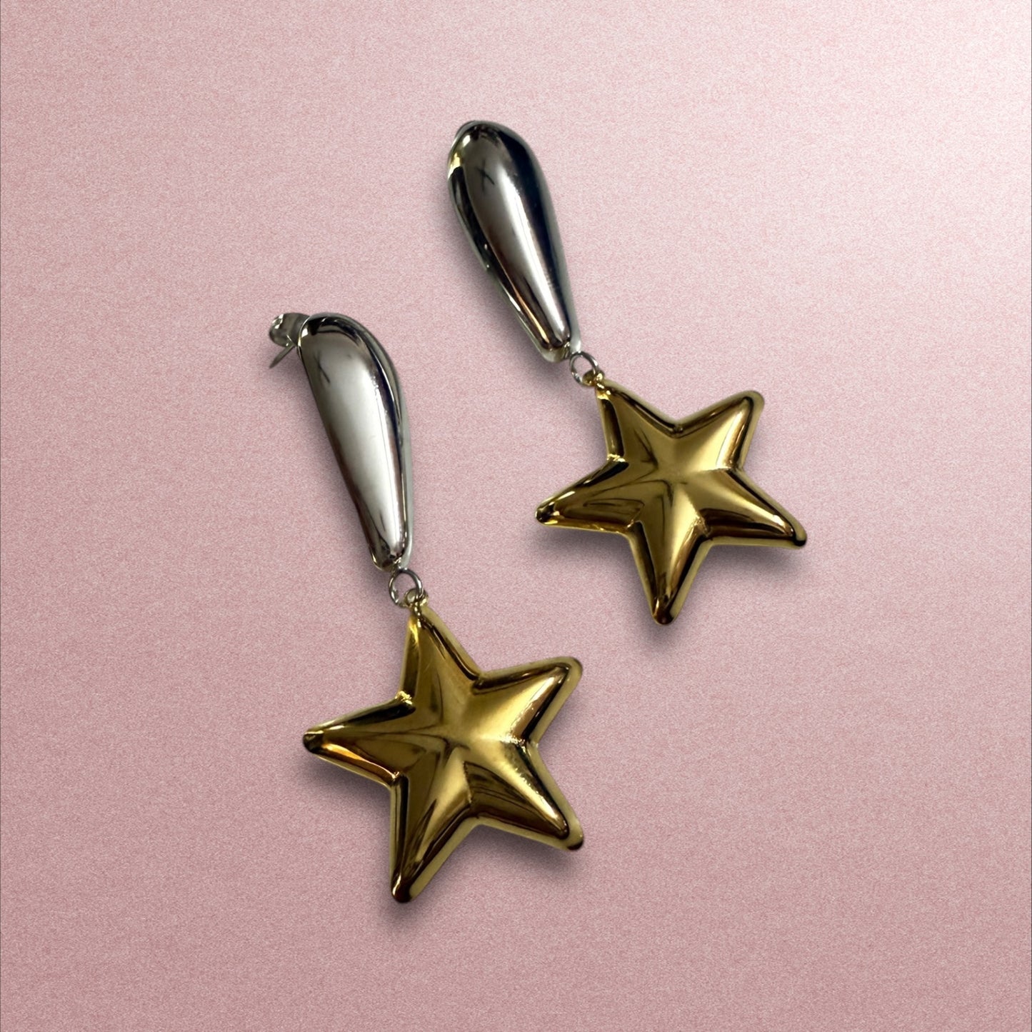 Celestial Glow: Gold Star Drop Earrings