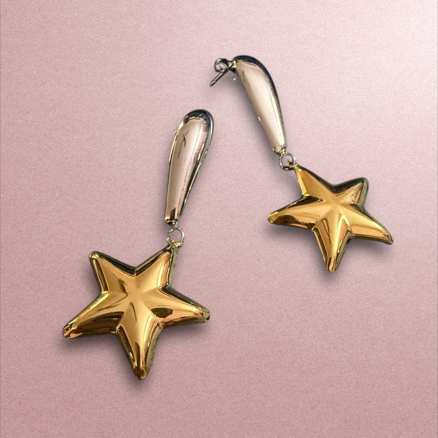 Celestial Glow: Gold Star Drop Earrings