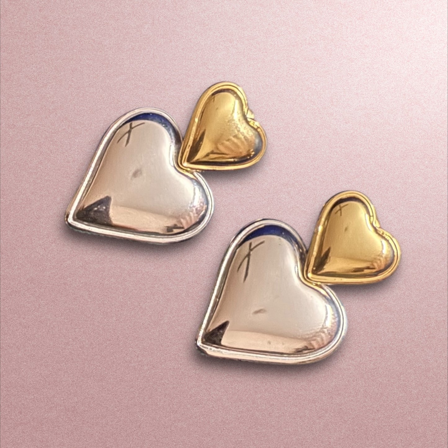 Timeless Elegance: Dual-Tone Heart Earrings for a Chic Statement