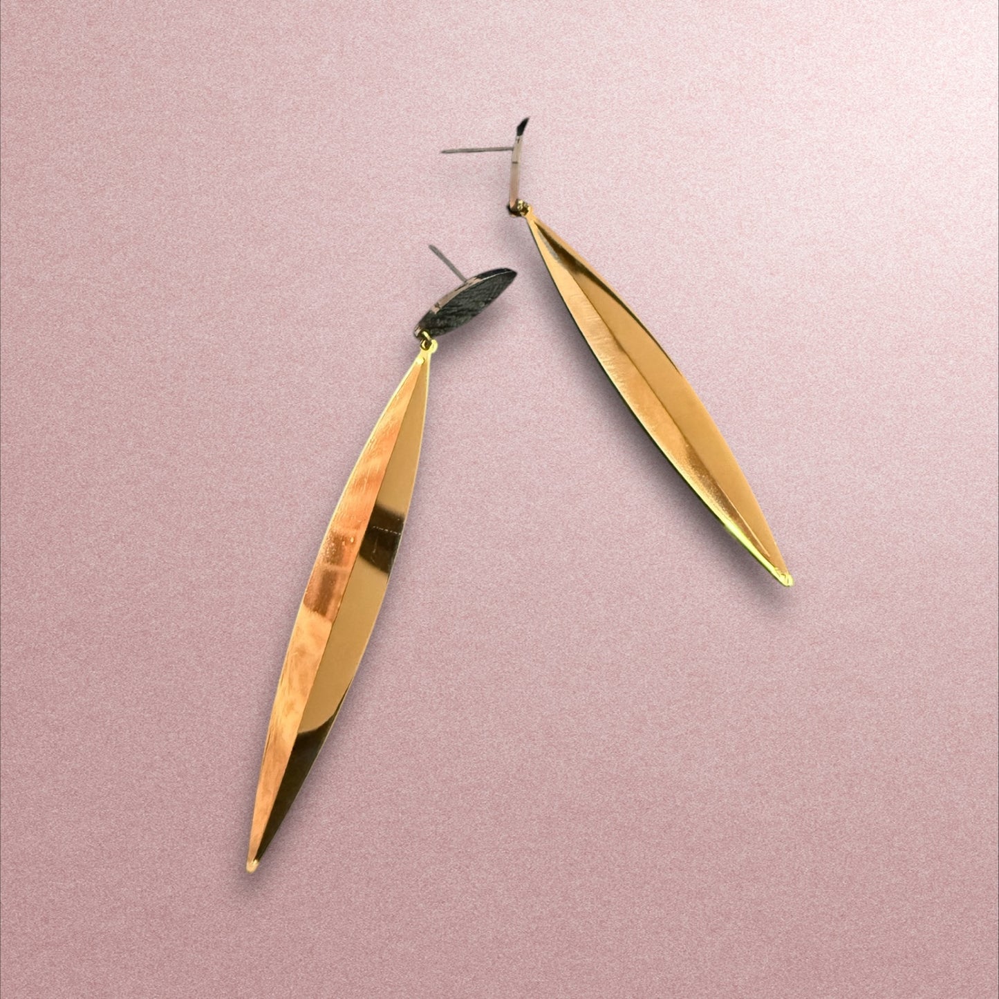 Sleek & Chic: Gold Leaf Drop Earrings