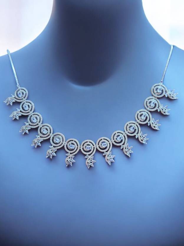 Rhodium Plated Silver Necklace Set