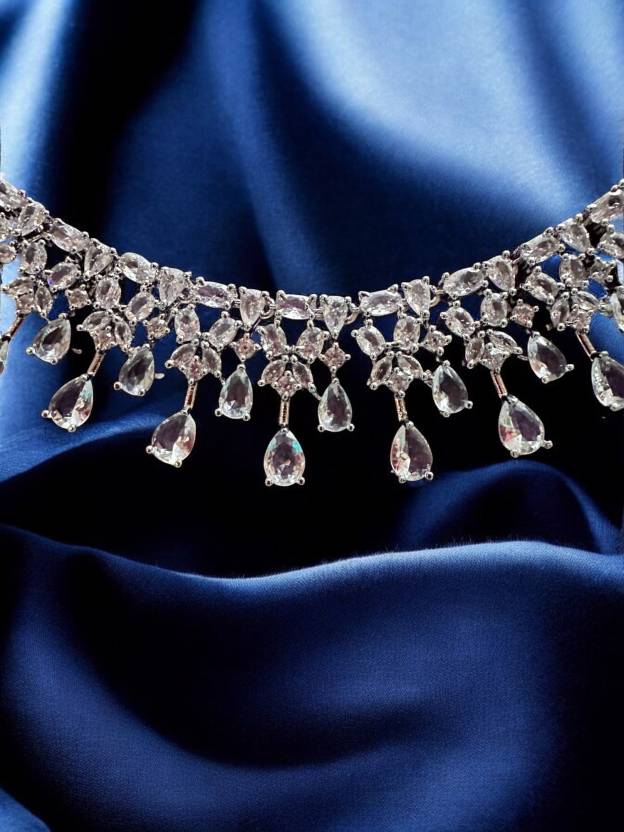 Cubic Zircon Silver Necklace Set