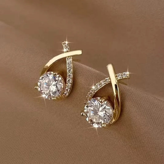 Elegant Gold and Diamond Accent Earrings