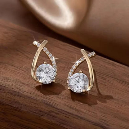Elegant Gold and Diamond Accent Earrings