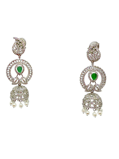 Ethnic Dangle Earrings with Pearls and Turquoise Stones, Silver