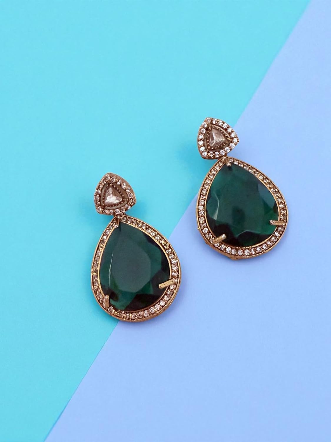 Rebekah Statement Green Pendant Charms Necklace Set