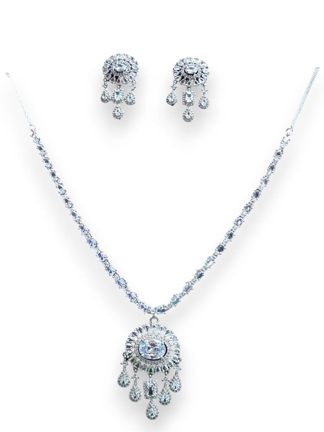 Elegant Diamante Necklace Set, Sparkling Crystals