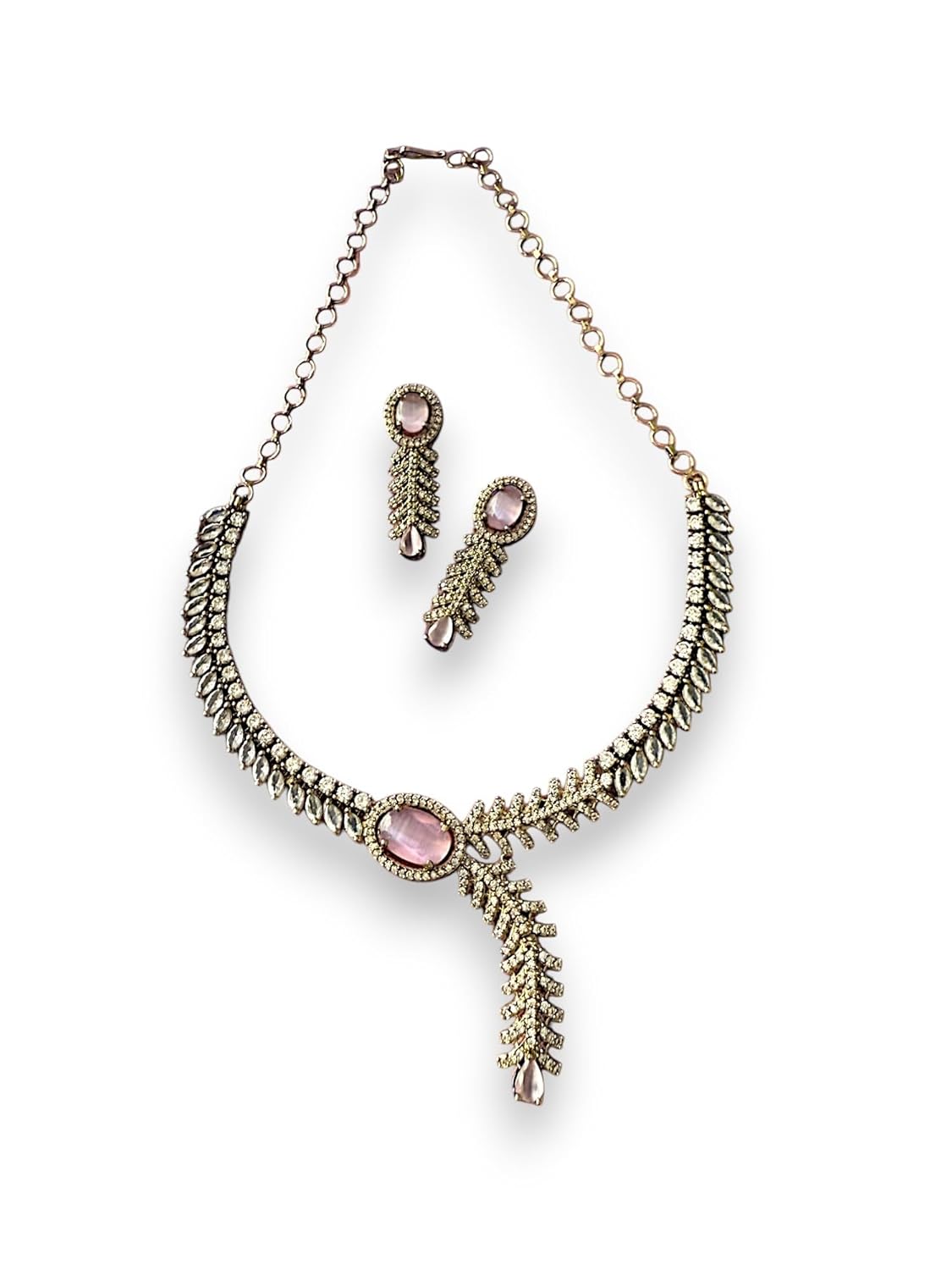 Mehendi Plating Cubic Zircon Studded Necklace Set