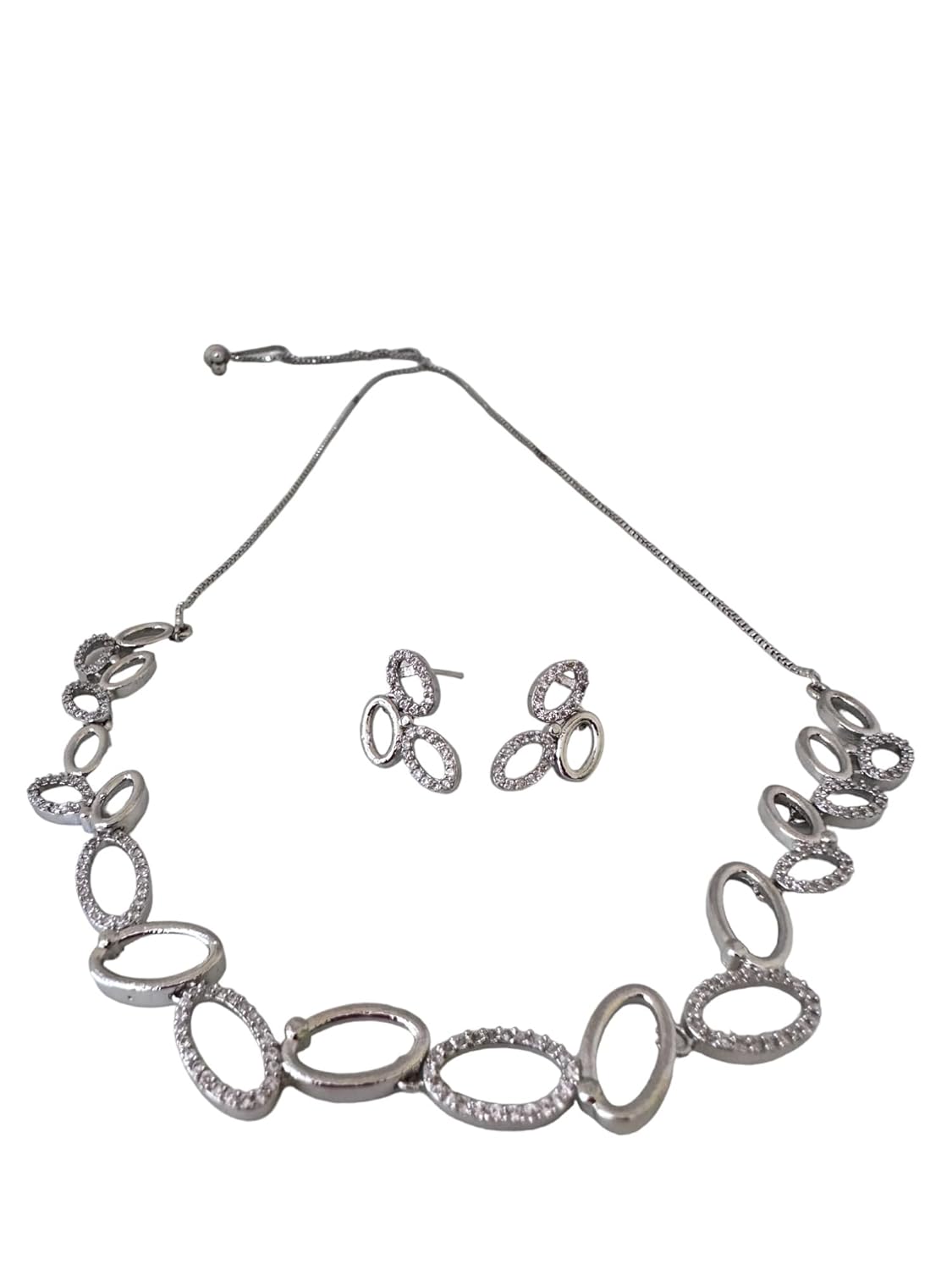 Oval Necklace and Earring Set for Women
