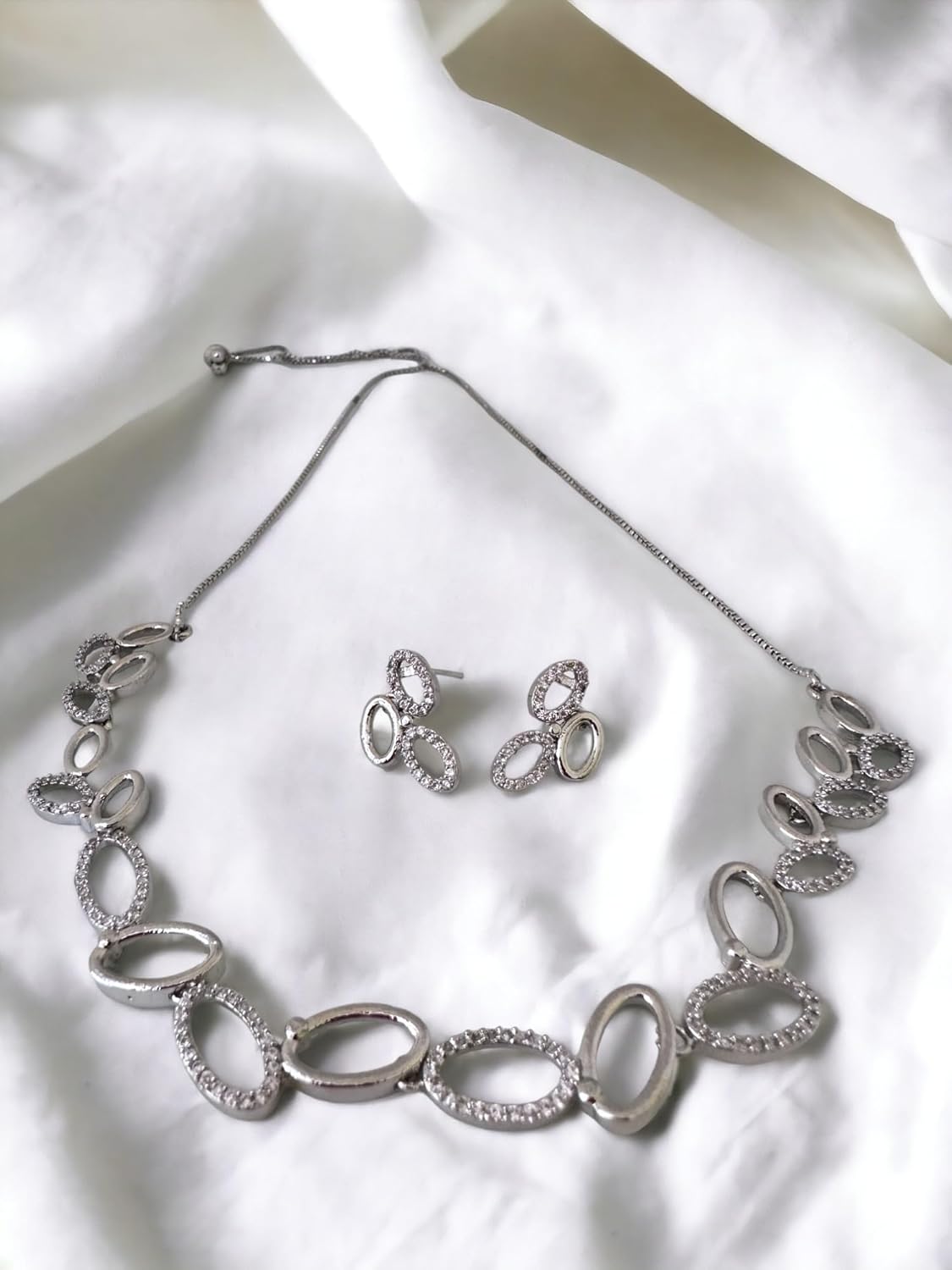 Oval Necklace and Earring Set for Women