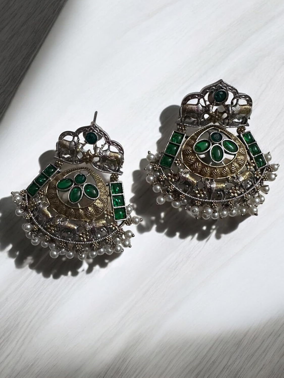 Dual Tone Husli Style Kundan Necklace Set
