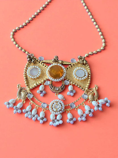 Rebekah Traditional Pearl Beaded Necklace with Earrings