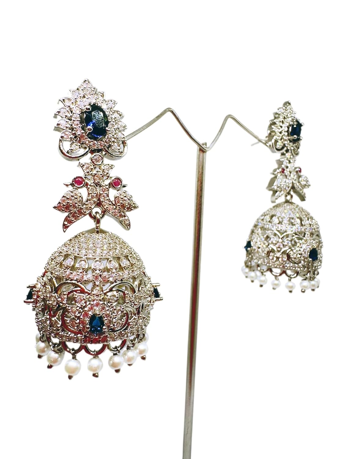 Indian Dangle Earrings for Women, Silver Color