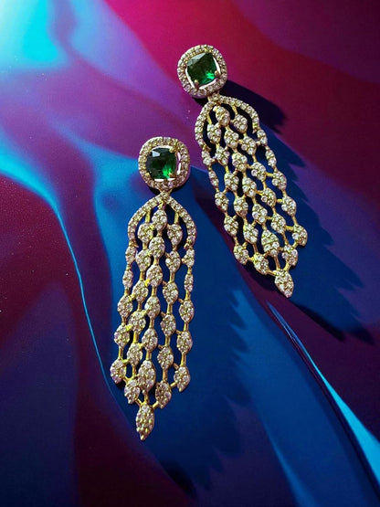 Rebekah Statement Green Crystal Look Necklace Set