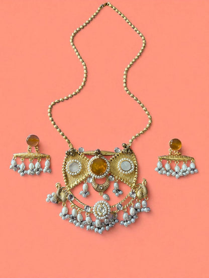 Rebekah Traditional Pearl Beaded Necklace with Earrings