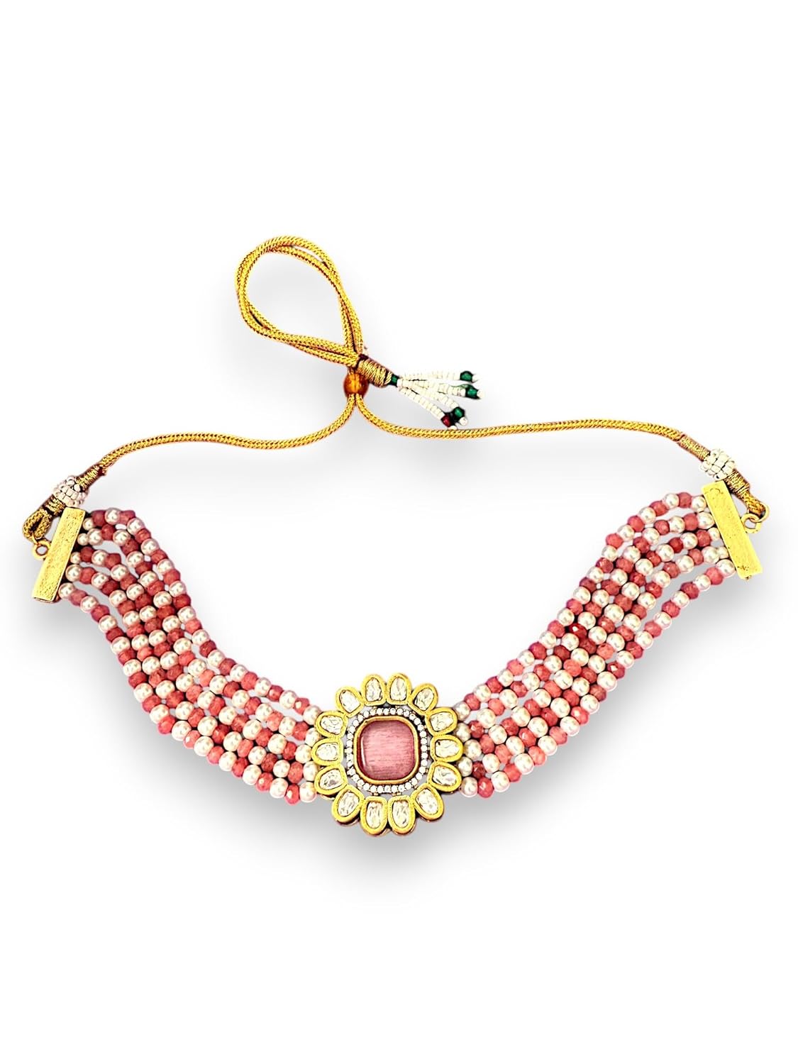 Rebekah Blush Bloom Kundan Pearl Choker Set